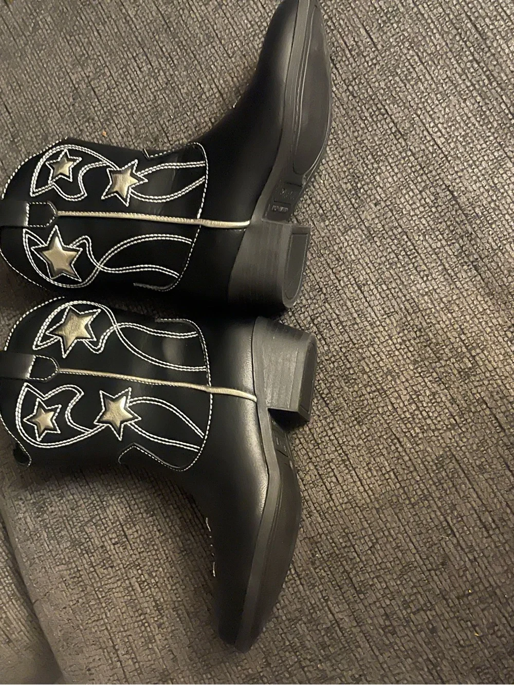 The Children's Place Black Kids Western Boots with White Stitching